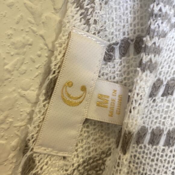 Charming Charlie Lightweight Striped Pullover Sweater Open Twisted Back Sz M - Picture 2 of 10